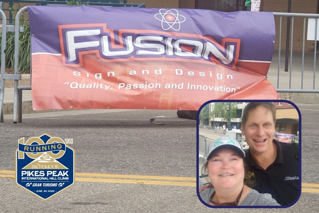 Mitzi and PPIHC Director Bob Bodor. Fusion Sign Banner display at event.
